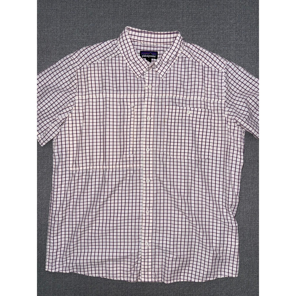 Patagonia Mens L Large Gallegos Plaid Button Down Shirt Nylon Tencel Fishing